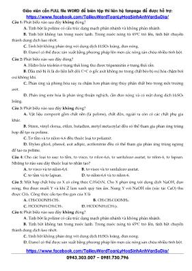 Đề thi thử THPT Quốc gia môn Hóa học (Có lời giải)